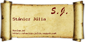 Stánicz Júlia névjegykártya