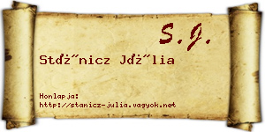 Stánicz Júlia névjegykártya